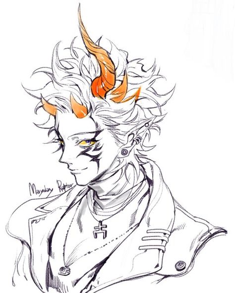 Rotten Banquet, Devil Design, Male Demon, Anime Fan Art, Demon Horns, Fire Magic, Anime For Life, Anime Male, 판타지 아트