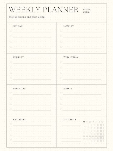 Minimal Daily Planner, Weekly Planner Aesthetic Template, Weekly Planner Free Download, Weekly School Planner Template, Monthly Study Planner Printable, Monthly To Do, Weekly Planner Template Aesthetic, Cute Weekly Planner Template, Aesthetic Weekly Planner Template