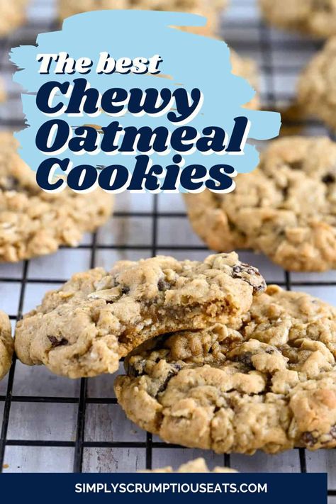 Chewy Oatmeal Cookies Chewy Oatmeal Cookies Recipe, Oatmeal Cookies Recipes Easy, Oat Cookie Recipe, Chewy Oatmeal Cookies, Easy Homemade Cookies, Oatmeal Cookie Recipe, Best Oatmeal Cookies, Oatmeal Cookies Easy, Oatmeal Cookies Chewy