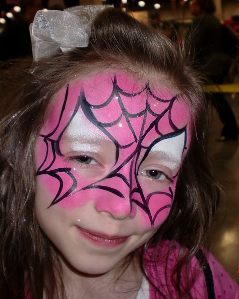 Spiderman, Pink, Face Paint, Face Painting Illusions and Balloon Art Painting Illusions, Pink Face Paint, Spider Man Face Paint, Spider Face Painting, Superhero Face Painting, Spider Face, Spiderman Girl, Face Painting For Boys, Girl Superhero Party