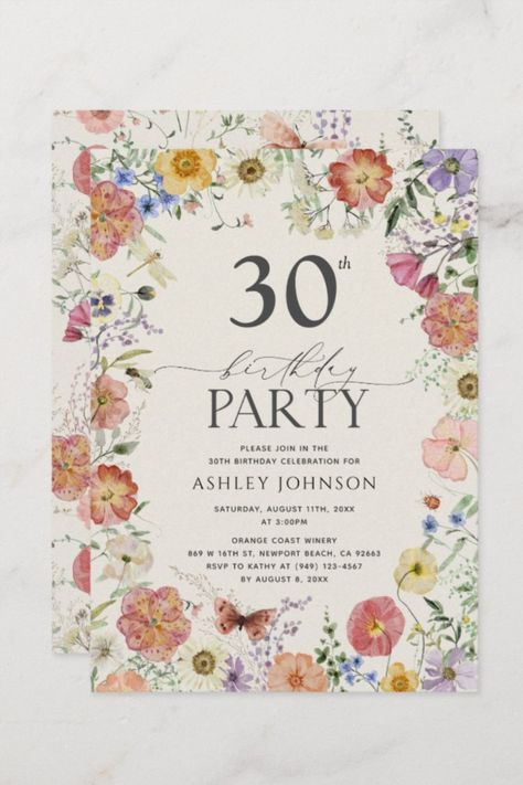 Boho Wildflower Floral Frame 30th Birthday Invitation
Introducing our amazing boho pressed wildflower floral frame 30th birthday invitation! #birthday #happybirthday #birthdaycards #birthdayparty #thirties #thirtybirthday #boho #wildflower Birthday Party Elegant, 100th Birthday Party, Pink Invitation, Boho Wildflower, Thirty Birthday, 30th Birthday Invitations, 50th Birthday Invitations, Boho Birthday, Customized Photo Gifts