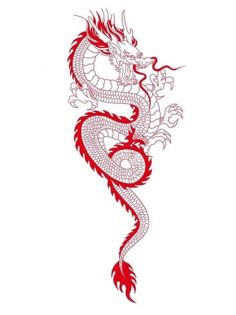 Red Dragon Tattoo Men, Dragon Red Tattoo, Red Dragon Tattoo For Women, Red Chinese Dragon Tattoo, Chinese Dragon Tattoos For Women, Red Dragon Tattoo Design, Japanese Dragon Tattoo Stencil, Dragon Tattoo Red, Dragon Flower Tattoo