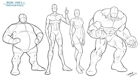 Body Types and Proportions - Reference by robertmarzullo on DeviantArt Mario Dnd, Proportions Reference, Dnd Sketch, Drawing Bodies, Inspirational Drawings, Sketch Reference, Body Type Drawing, Drawing Anatomy, Anatomy References