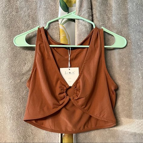 Nwt Crop Top With Gold Metal Ring In The Middle. Burnt Orange/Brownish Color. Black Leather Crop Top, American Eagle Crop Top, Blue Halter Top, Leather Crop Top, Yellow Crop Top, Velvet Crop Top, Puff Sleeve Crop Top, Cotton Crop Top, Square Neck Top