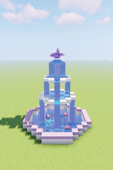 #minecraft #purple #violet #magical #fantasy #build #minecraftbuilds #minecrafters #minecraftbuilder #shaders #shadersminecraft #aesthetic #purpur #quartz #garden #fountain #water #tutorial Minecraft Fountain Ideas Small Cute, Minecraft Big Fountain, Minecraft Quarts Building, Cute Minecraft Water Fountain, Pink And Purple Minecraft House, Aesthetic Minecraft Fountain, Quartz Building Minecraft, Princess Minecraft Builds, Cupcake House Minecraft