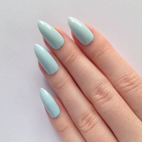 Nails green  Uñas verde menta Acrylic Nails Pointy, Nails Pointy, Blue Stiletto Nails, Pastel Turquoise, Turquoise Nails, Pointy Nails, Nails Stiletto, Nails Fake, Designs Nail