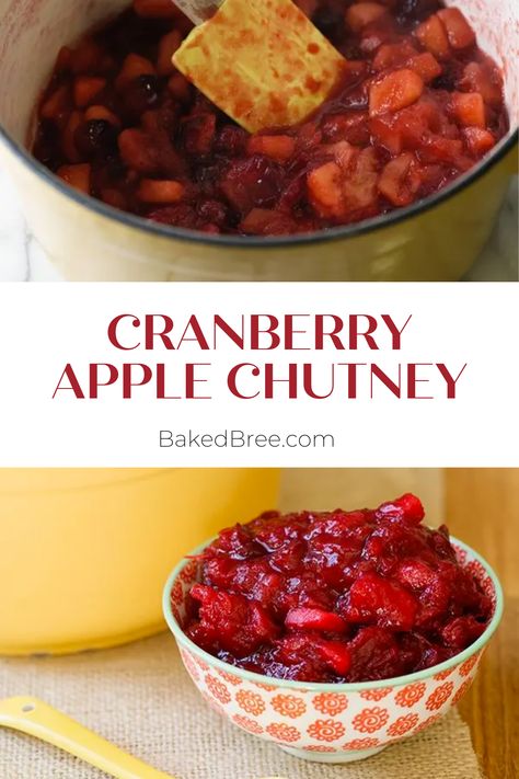 Apple Relish Recipe, Cranberry Apple Chutney, Cranberry Chutney Recipe, Apple Chutney Recipe, Holiday Entertaining Food, Canned Cranberries, Apple Chutney, Thanksgiving Food Sides, Cranberry Chutney