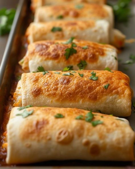 I love making 6-8 of these guys when my hubby and his friends are watching the game! Love feeding a crowd! Chicken Chimichangas, Casserole Kitchen, Chicken Shredded, Heavenly Recipes, Chicken Casseroles, Burritos Recipe, Beef Tips, Cooked Chicken, Monterey Jack