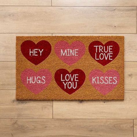 Sweetheart Sentiments Valentine's Doormat | Kirkland's Home Valentines Living Room, Valentines Decorations For Home, Diy Valentines Decor, Sweet Phrases, Valentines Home Decor, Secret Furniture, Door Mat Diy, Spooky Eyes, Bird Christmas Ornaments