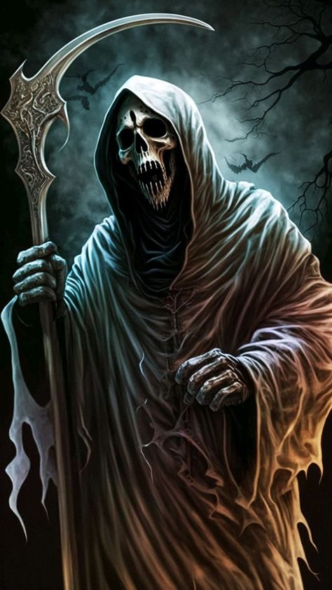 Grim Reaper Images, Reaper Drawing, Evil Skull Tattoo, Arte Zombie, Grim Reaper Tattoo, Grim Reaper Art, Dark Art Photography, Skull Art Drawing, Gothic Fantasy Art