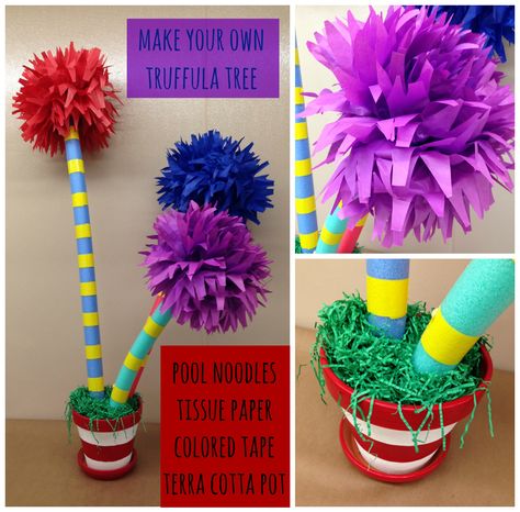 The Lorax Door Decorations Classroom, Dr Suess Trunk Or Treat Theme, The Lorax Trunk Or Treat, Lorax Trunk Or Treat, Lorax Decorations, Dr Seuss Decorations, Adult Halloween Party Decorations, Prek Graduation, Truffula Tree