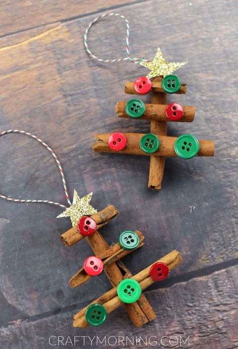 Cinnamon Stick Reindeer & Tree Ornaments - Crafty Morning Cinnamon Stick Reindeer, Cinnamon Sticks Ornaments, Cinnamon Sticks Christmas, Easy Christmas Ornaments, Christmas Crafts To Make, Fun Christmas Crafts, The Mummy, Preschool Christmas, Easy Christmas Crafts