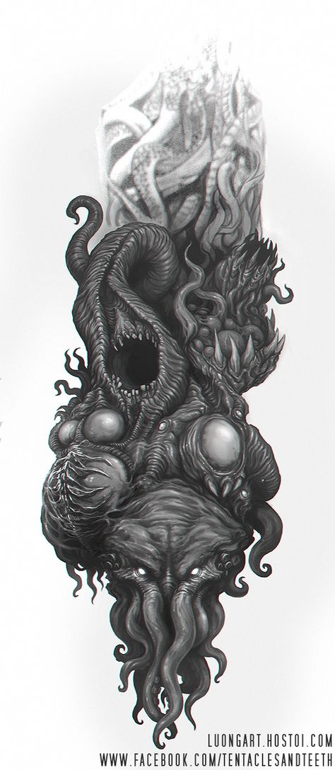 Great Old Ones Tattoo by TentaclesandTeeth.deviantart.com on @DeviantArt Necromorph Tattoo, Shub Niggurath, Cthulhu Tattoo, Great Old One, Lovecraft Monsters, Lovecraft Art, Full Illustration, Yog Sothoth, Cthulhu Art