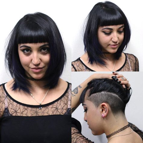 Side+And+Nape+Undercut+For+Bob Undershave Haircut, Hair With Undercut, Layered Thick Hair, Line Bob Haircut, Nape Undercut, Choppy Bob Hairstyles, Undercut Hairstyles, Haircut For Thick Hair, Trending Hairstyles