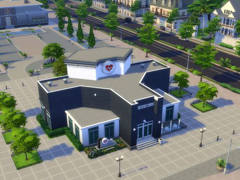 milkyx's New Hope Hospital Sims 4 Hospital Build, Ts4 Hospital, Ts4 Layout, Sims 4 Hospital, Sims Reference, Hospital Floor Plan, Sims4 House, Hospital Waiting Room, Hospital Building