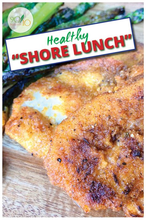 Shore Lunch: Healthy “Fried” Fish Homemade Shore Lunch Recipe, Shore Lunch Recipe Fish, Shore Lunch Fish Fry Copycat Recipe, Healthy Fried Fish, Dr Grundy, Healthy Fish Dinners, Walleye Recipes, Oven Fried Fish, Air Fried Fish