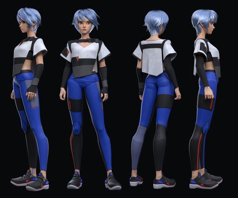 ArtStation - Blue runner , Kontorn Boonyanate Sci Fi Clothing, Hiro Big Hero 6, Character Turnaround, Clothing Design Sketches, Cyberpunk Fashion, Cyberpunk Character, Futuristic Fashion, King Of Fighters, Drawing Clothes