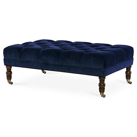 Ottomans, Poufs & Stools | One Kings Lane Linen Ottoman, Emerald Velvet, Storage Decor, Living Room Stools, Velvet Ottoman, Tufted Ottoman, Cocktail Ottoman, Navy Velvet, Ottoman Coffee Table