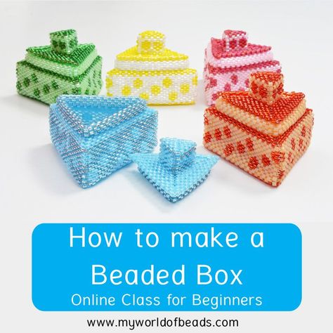 Free Beading Tutorials, Bead Loom Pattern, Vintage Jewelry Crafts, Bead Sewing, Beading Patterns Free, Beaded Boxes, Bead Weaving Patterns, Beaded Christmas Ornaments, Box Patterns