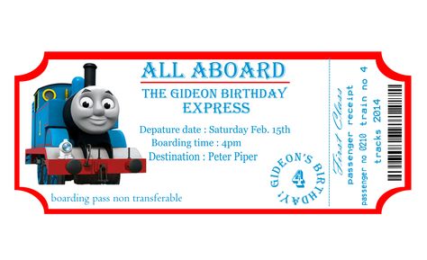 Birthday Ticket, Thomas The Train Birthday, Thomas The Train Birthday Party, Friend Party, 2nd Birthday Party For Boys, Thomas Train, Train Ticket, Trains Birthday Party, Ticket Invitation