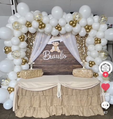 Bautizo And 1st Birthday, Bautizo Ideas Charro, Bautizo Ideas Decoracion Charro, Bautizo Party Ideas, Western Baptism Ideas, Mexican Baptism Ideas Boy, Boy Bautizo Party Ideas, Charro Baptism Centerpieces, Baptism Decorations Backdrops