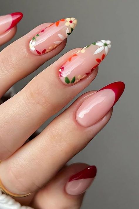 🌸 Explore basic Cinco de Mayo nail designs for a touch of festive fun! 🎊 Learn how to create stylish looks with minimal effort and maximum impact. Perfect for adding flair to your celebration! 💃 Basic Nail Designs, Red Floral Nails, Nails Basic, Bright Nail Polish, Festive Nail Designs, Fancy Nail Art, Latest Nail Trends, Basic Nails, Red Nail Designs