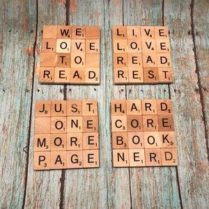 Scrabble Decorations, Word Crafts, Scrabble Christmas Ornaments, Scrabble Tiles Coasters, Scrabble Letter Crafts, Scrabble Coasters, Scrabble Art Frame, Scrabble Word, Scrabble Tile Crafts