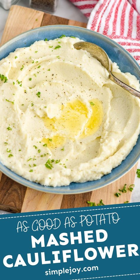 Prep Dinners, Cauliflower Side Dish, Mashed Cauliflower Recipe, Creamy Mashed Cauliflower, Gimme Delicious, Cauliflower Mashed Potatoes, Cauliflower Mash, Cauliflower Recipe, Keto Dinners