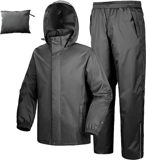 The 33,000ft Men’s Waterproof Rainsuit Hooded Rain Jacket & Trousers Packable Raincoat Sets are Windproof Two Piece Rain Suits with Safety Reflectors is an essential addition to any outdoor enthusiast’s wardrobe. Made of high-quality materials, this rain suit is designed to keep you dry and comfortable in any weather condition. With a waterproof level of 5000mm H2O and full heat seam-sealed construction, this rain suit is guaranteed to keep you dry during rainy and windy days. Trekking Equipment, Rain Suits, Rain Suit, Hooded Rain Jacket, Feeling Hot, Rain Pants, Outdoor Enthusiast, Rain Gear, Rainy Season