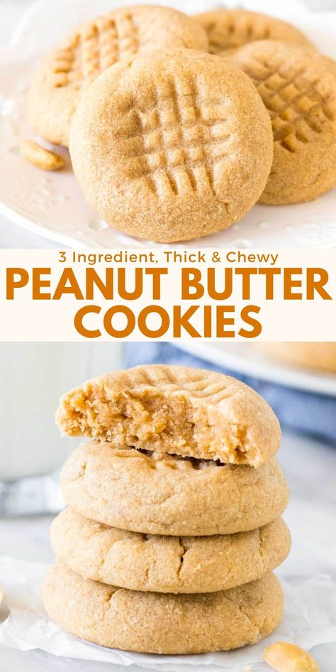 Peanut Butter Cookies 3 Ingredient, Everyday Cookies, Three Ingredient Peanut Butter Cookies, 3 Ingredient Peanut Butter Cookies, Applesauce Cookies, Healthy Peanut Butter Cookies, Cookies Peanut Butter, Butter Cookies Easy, 3 Ingredient Cookies