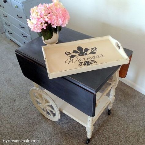 painted furniture tea cart makeover craigslist, painted furniture Painted Tea Cart, Tea Cart Makeover, Antique Tea Cart, Vintage Tea Cart, Upcycle Chair, Upcycle Storage, Hutch Makeover, Tea Cart, Vintage Bar Carts