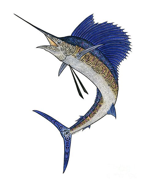 Sail Art Sail Fish Painting, Sail Fish Drawing, Sailfish Drawing, Sailfish Illustration, Sailfish Tattoo, Sail Fish, Marlin Fish, Marine Painting, Blue Marlin