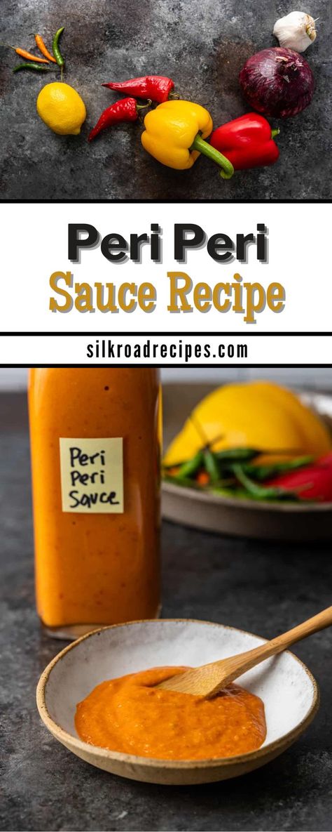 Recipes for peri peri sauce vary, but they all typically feature piri piri chilis, lemon, garlic, salt, onion, vinegar, and oil. Also called piri piri sauce, it’s popular in Africa and Portugal. Portuguese colonists brought piri piri chilis to Africa, which is why the sauce is popular in both countries. Piri means pepper in Swahili. This condiment is referred to as both peri peri and piri piri sauce, depending on where you are. It’s most often called piri piri in Portugal. Portuguese Piri Piri Sauce Recipe, Portuguese Peri Peri Sauce, Peri Peri Sauce Recipe Portuguese, Nandos Sauces, Nandos Peri Peri Sauce, Prego Sauce Recipe, Piri Piri Sauce Recipe, Peri Peri Recipes, Peri Peri Sauce Recipe