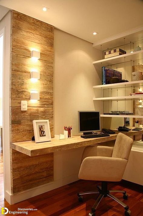 Cool Home Office, Small Home Office, Small Office, Design Living Room, A Desk, Office Inspiration, Home Office Design, Design Case, Small Apartments