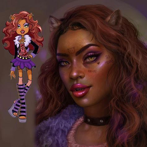 Clawdeen Wolf (Drawing by TatiMoons @Instagram) #MonsterHigh Tati Moons, Monster High Makeup, Modern Disney Characters, Realistic Cartoons, Arte Monster High, Clawdeen Wolf, Monster High Art, Monster High Characters, Makijaż Smokey Eye