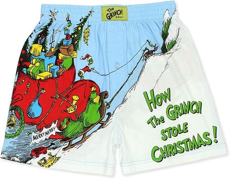 Teen Sleeping, Christmas Boxers, Dr Seuss The Grinch, The Grinch Stole Christmas, Christmas Buttons, Mens Boxer Shorts, Grinch Stole Christmas, Man Character, Mens Boxers