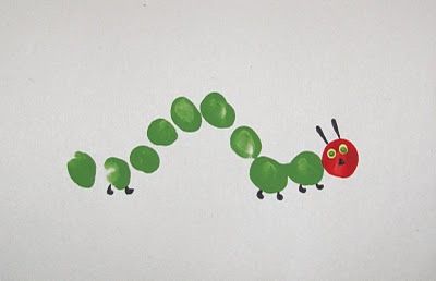 Very Hungry Caterpillar Fingerprint Craft Insect Study, Hungry Caterpillar Craft, Thumbprint Art, Fingerprint Crafts, Caterpillar Craft, Hungry Caterpillar Party, Hungry Caterpillar Birthday, Fingerprint Art, Thumb Prints