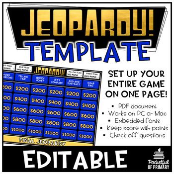 Jeopardy Game Questions And Answers, Pocketful Of Primary, Jeopardy Board, Learning Websites For Kids, Jeopardy Template, Jeopardy Game, Teaching Game, Activity Director, Game Based Learning