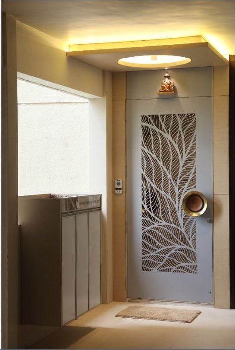 Appartment Interiors - Quintessential Design Approach | Formidea interiors - The Architects Diary Porte In Ferro, Entry Door Designs, Flush Door Design, House Main Door Design, Metal Doors Design, Main Entrance Door Design, The Architects Diary, Wooden Front Door Design, Grill Door Design