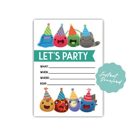 Slime Rancher Birthday Party Ideas, Slime Rancher Party, Slime Rancher Birthday, Paper Character, Activity Day Girls, Slime Rancher, Ideas Fiesta, Birthday Party Invite, 6th Birthday Parties