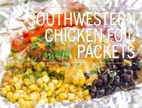 Summer Dinner Recipes Grill, Camping Projects, Chicken Foil Packets, Foil Pack Dinners, Southwestern Chicken, Foil Packet Dinners, Foil Pack Meals, Foil Packet Meals, Foil Packet