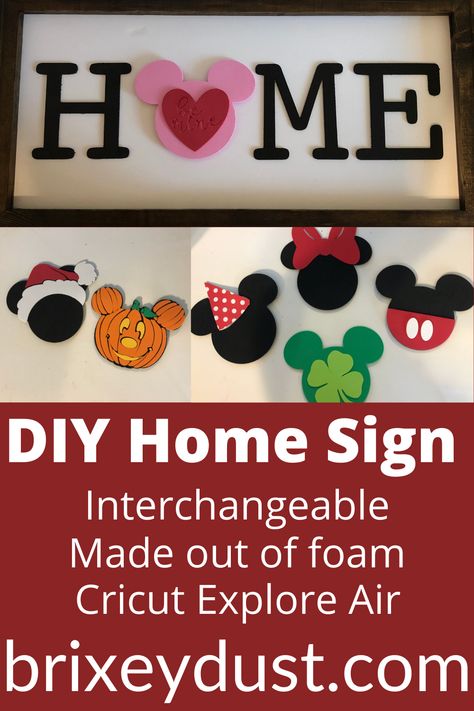 Disney Craft Ideas, Interchangeable Home Sign, Diy Mickey Mouse, Disney Craft, Disney Diy Crafts, Disney Christmas Decorations, Disney Sign, Mickey Mouse Images, Mouse Crafts