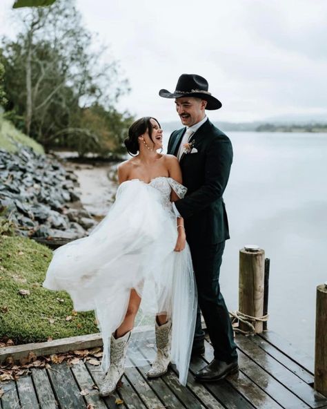 The bride with her stunning Corral White Wedding boots! 

At Outback Traders Australia, we're honored to be a part of such special moments, providing footwear that not only enhances your style but also becomes a cherished part of your journey. 🌟 Here's to the happy couple and the beginning of a lifetime filled with love, laughter, and unforgettable adventures! 🥂✨ 

#corralboots #whiteboots #weddingboots #outbacktraders #outbacktradersau #marchbride Bride With Boots, White Wedding Boots, Horse Wedding, Wedding Boots, Corral Boots, Wedding White, White Boots, Special Moments, Happy Couple