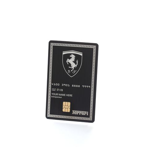 Custom Metal Debit/Credit Card with the Ferrari vertical design on it.