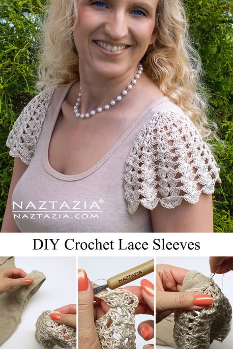 Crochet Lace Sleeves, Hexagon Crochet, Col Crochet, Crochet Yoke, Gilet Crochet, Clothes Tutorial, Crochet Ladies Tops, Crochet Lace Pattern, Kawaii Crochet