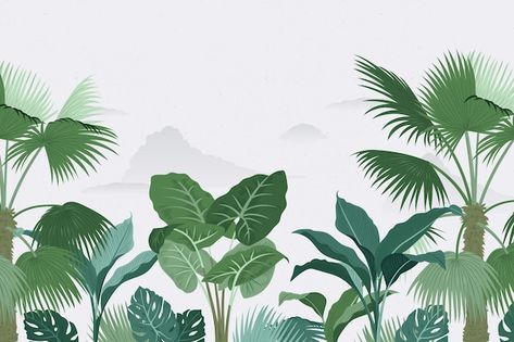 Download this Premium Vector about Tropical mural wallpaper style, and discover more than 15 Million Professional Graphic Resources on Freepik Tropical Wall Design, Nature Mural, Tropical Mural, Mural Tropical, Background Tree, Tropical Trees, Wall Art Diy Paint, Flower Drawing Design, Tropical Tree