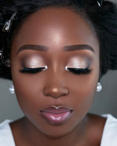 Makeup Ideas For Wedding Guest, Black Wedding Makeup, Makeup Ideas For Wedding, Black Bridal Makeup, Wedding Hairstyles And Makeup, Wedding Makeup For Brown Eyes, Beautiful Bridal Hair, Makeup For Black Skin, Bridal Makeup Natural