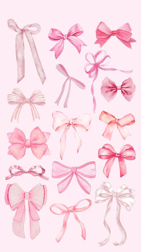 #pinkbows #bows #preppy #wallpaper #softgirl #watercolorbows #watercolor Aesthetic Bow, Preppy Pink, Pink Bows, Preppy Wallpaper, Paint, Pink