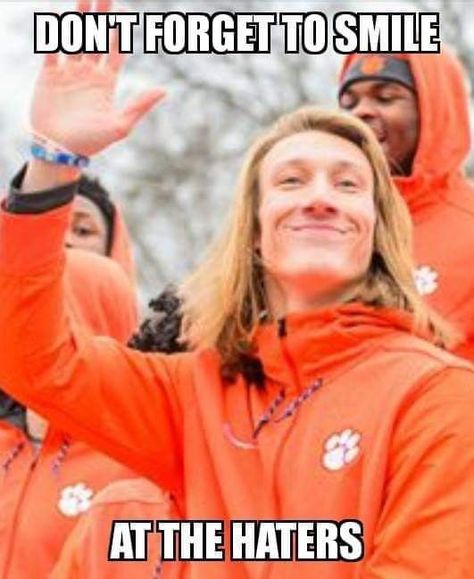 Trevor 💕 Clemson Memes, Collage Football, Clemson Tigers Football, Clemson Fans, Trevor Lawrence, Clemson Football, Dont Forget To Smile, Tiger Football, Clemson University