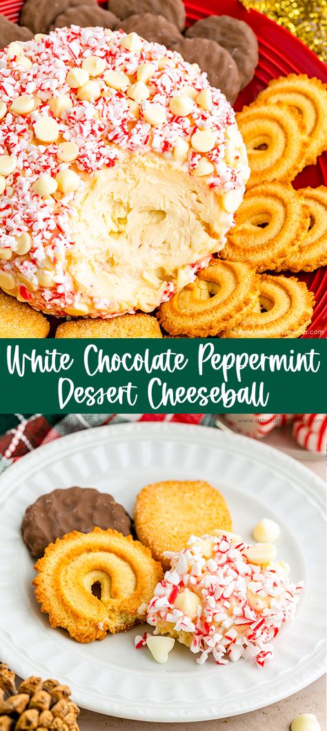 Christmas Cheese Balls Recipe, Dessert Cheese Ball Christmas, Candy Cheese Ball, Christmas Carry In Food Ideas, Dessert Cheese Balls, Christmas Dessert Board Ideas, Christmas Cheeseball Recipes, Sweet Cheeseball Recipes, Dessert Cheeseball Recipes